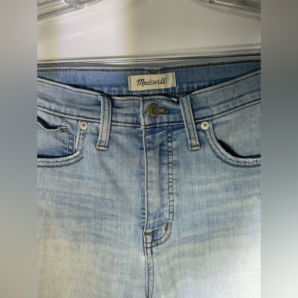Madewell Stovepipe Jeans Size 28 Light Wash High Rise Straight Leg Raw Hem - Picture 4 of 12